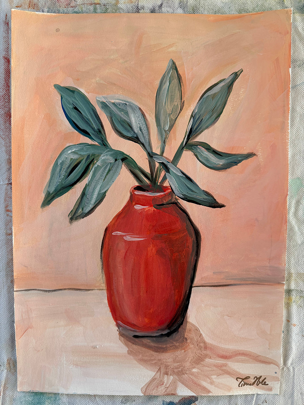 Rød vase, maleri